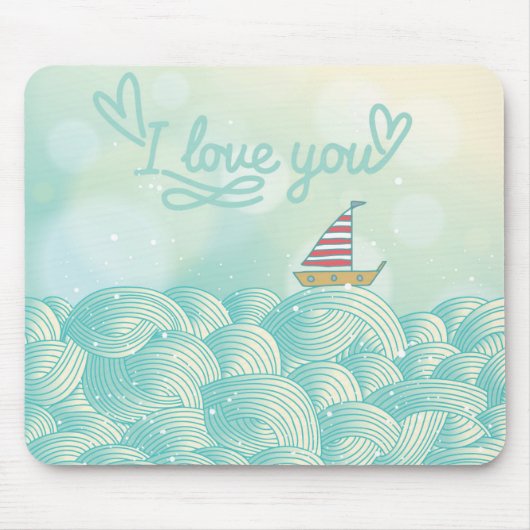Ik hou van je zeilboot muismat (Voorkant)