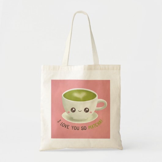 Ik hou van je zo Matcha Pun Tote Bag (Voorkant)