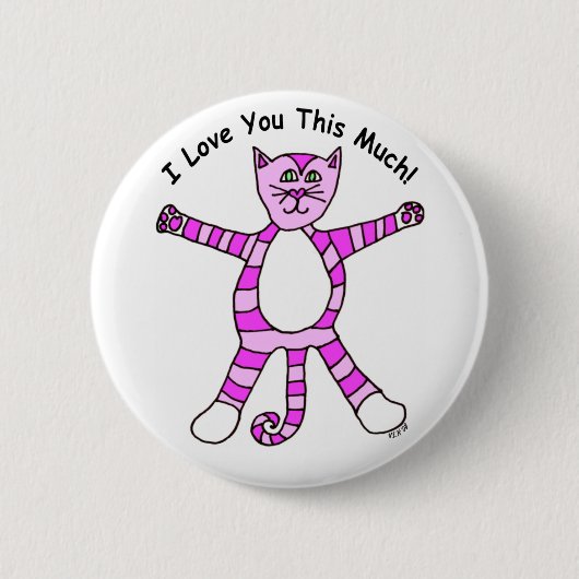 "Ik hou van je zo veel" Pinky Cat Button (Voorkant)