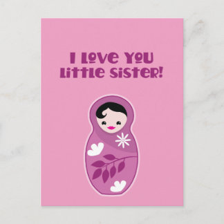 Ik hou van je zusje! babushka doll briefkaart