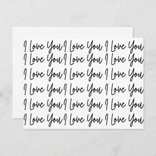 Ik hou van je zwarte en witte Valentijnsdag Briefkaart (Voorkant / Achterkant)