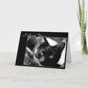 Ik hou van je zwarte kat wenskaart feestdagen kaart
