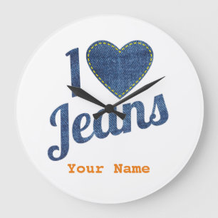 Ik hou van Jeans Mode Design met Seam Hear Grote Klok