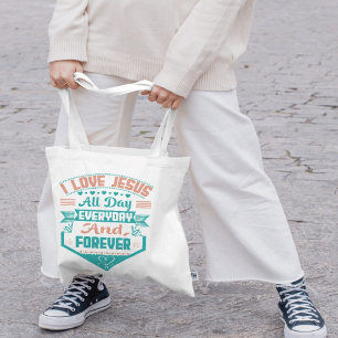 Ik hou van Jesus Faith Christelijke Canvas tas