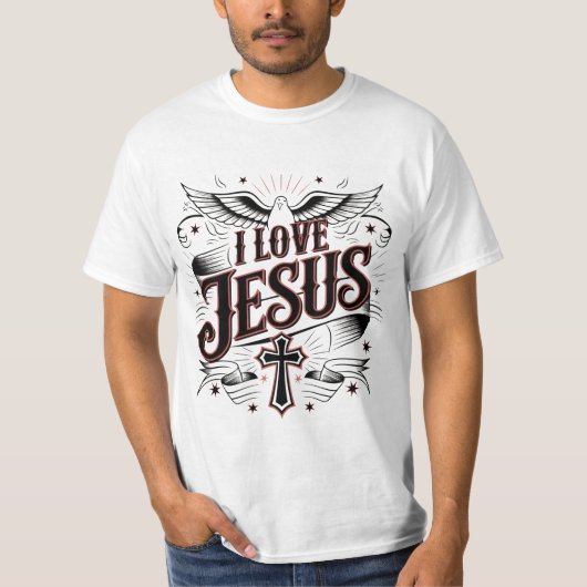 Ik hou van Jesus mannen shirt (Voorkant)