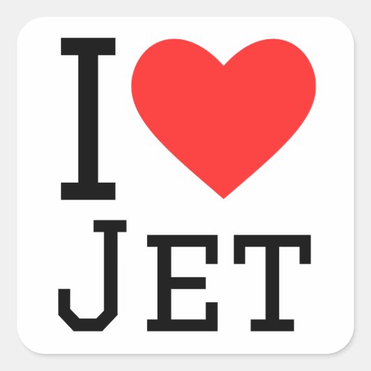 Ik hou van jet vierkante sticker (Voorkant)
