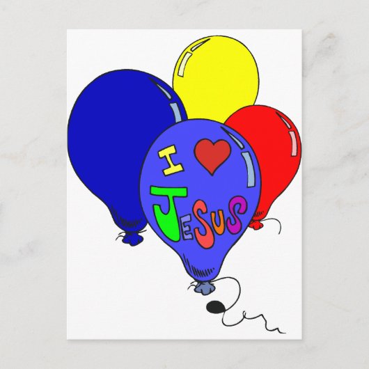 Ik hou van Jezus Balloons Briefkaart (Voorkant)