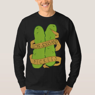 Ik hou van Jezus en augurken gelovige augurk fan T-shirt