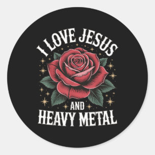 Ik hou van Jezus en heavy metal Ronde Sticker