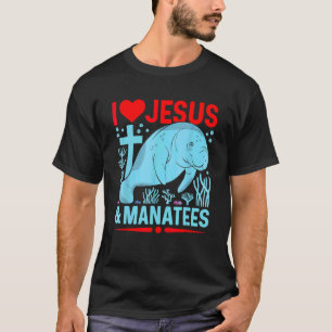 Ik hou van Jezus en lamantijnen zeekoeien Christe T-shirt