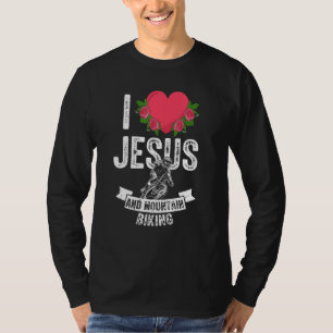 Ik hou van Jezus en mountainbiken fietsgod T-shirt