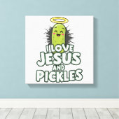 Ik hou van Jezus en Pickles Canvas Afdruk (Insitu (Houten vloer))