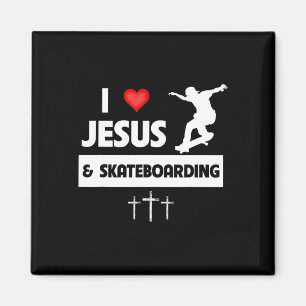 Ik hou van Jezus en Skateboarden Skateboarder Tric Magneet