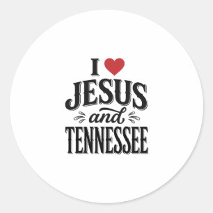 Ik hou van Jezus en Tennessee Vintage Christelijk  Ronde Sticker