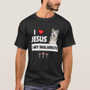 Ik hou van Jezus en van mijn Alaskan Malamute Paws T-shirt