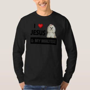 Ik hou van Jezus en van mijn Maltese hond mama pa T-shirt