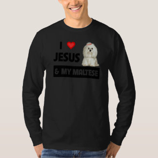 Ik hou van Jezus en van mijn Maltese hond mama pa  T-shirt