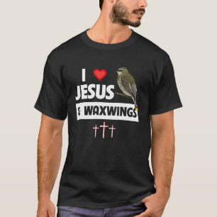 Ik hou van Jezus en Waxwings Bird die Christelijk T-shirt