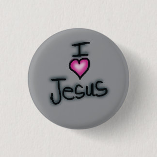 Ik hou van Jezus Ik Hart Jezus Grijs Ronde Button 3,2 Cm