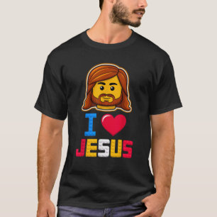 Ik hou van Jezus Meester Bouwer Bouwstenen Blokken T-shirt