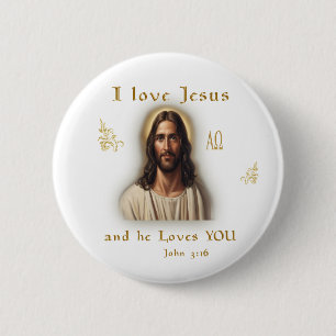 Ik hou van Jezus Ronde Button 5,7 Cm