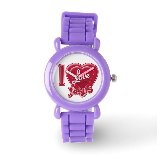 Ik hou van Jezus Rood Hart Horloge (Voorkant)