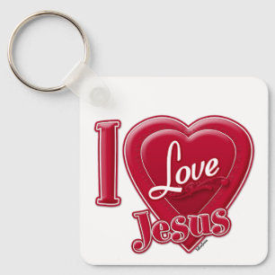 Ik hou van Jezus Rood Hart Sleutelhanger
