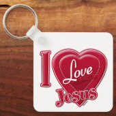 Ik hou van Jezus Rood Hart Sleutelhanger (Voorkant)