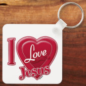 Ik hou van Jezus Rood Hart Sleutelhanger (Achterkant)