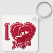 Ik hou van Jezus Rood Hart Sleutelhanger (Achterkant)