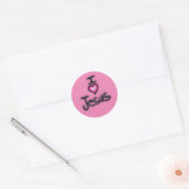 Ik hou van Jezus roze hart Ronde Sticker (Envelop)