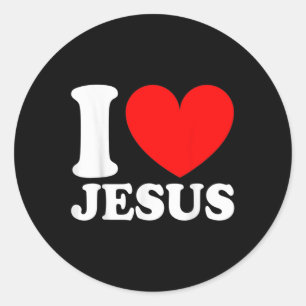 Ik hou van Jezus Schattig Religieus Christelijk Re Ronde Sticker