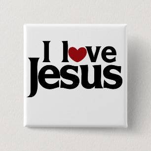 Ik hou van Jezus Vierkante Button 5,1 Cm