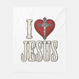 Ik hou van Jezus Vintage Gravure Faith Shirt Desig Fleece Deken
