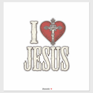 Ik hou van Jezus Vintage Gravure Faith Shirt Ontwe Sticker