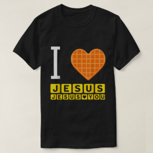 Ik hou van Jezus Wafel Grappig Ontbijt T-shirt