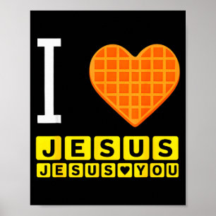 Ik hou van Jezus Wafelhart Grappig Christelijk Ont Poster