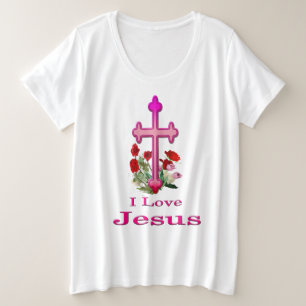 Ik hou van Jezus Womans Christelijke kleding Grote Maat T-shirt