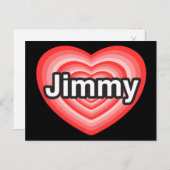 Ik hou van Jimmy. Ik hou van je Jimmy. Hart Briefkaart (Voorkant / Achterkant)