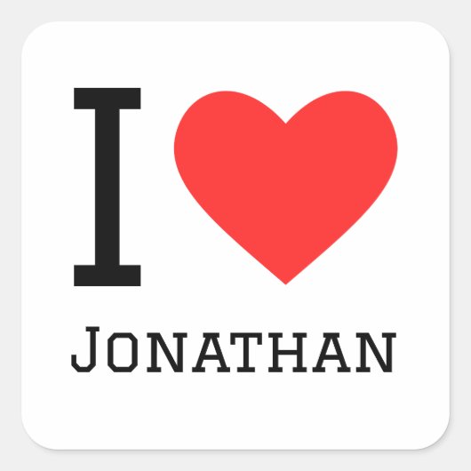 Ik hou van jonathan vierkante sticker (Voorkant)