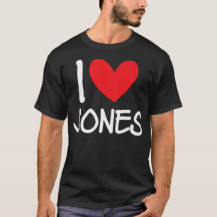 Ik hou van Jones Naam Gepersonaliseerde Mannen Guy T-shirt