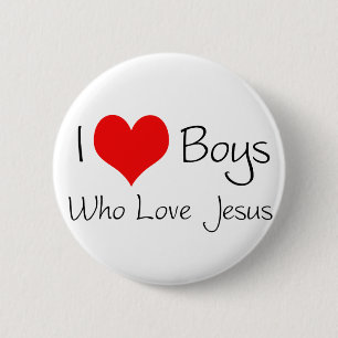 Ik hou van jongens die van jesus houden ronde button 5,7 cm
