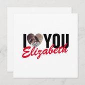 Ik hou van jou Aangepaste foto hart en naam Notitiekaartje (Voorkant / Achterkant)