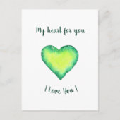 Ik hou van jou die groene en blauwe harthag krijgt briefkaart (Voorkant)