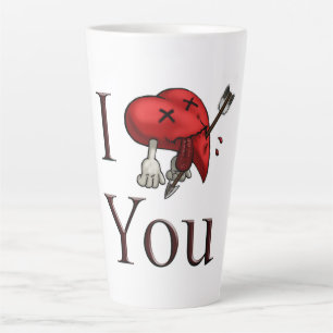 Ik hou van jou dodelijk gewonde hart met pijl latte mok