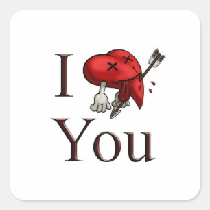 Ik hou van jou dodelijk gewonde hart met pijl vierkante sticker