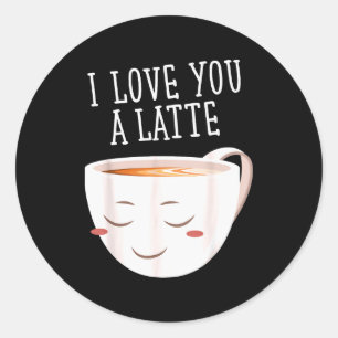 Ik hou van jou een Latte Grappige Koffie Liefde Va Ronde Sticker