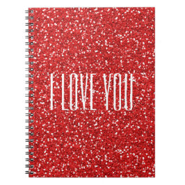 Ik hou van jou Faux Glitter of je eigen tekst Notitieboek