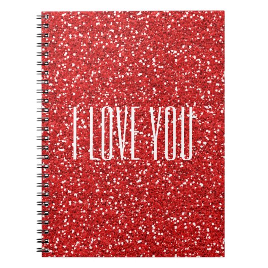 Ik hou van jou Faux Glitter of je eigen tekst Notitieboek (Voorkant)