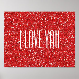 Ik hou van jou Faux Glitter of je eigen tekst Poster